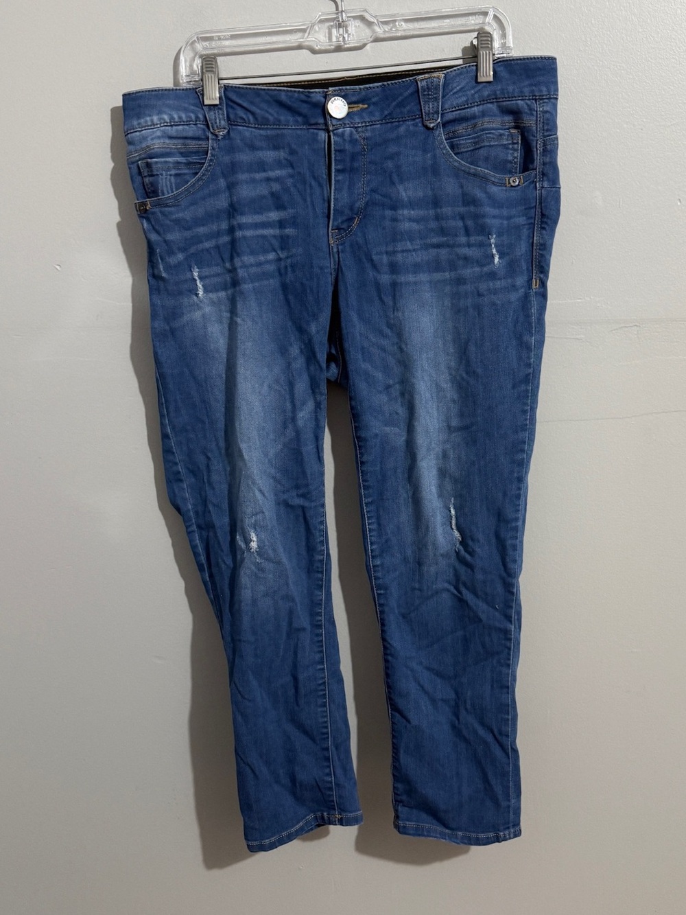 Democracy Ab Solution Jeans Womens 14W Blue Distressed Straight Leg Stretch